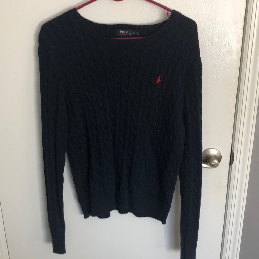 Navy polo crew neck sweater